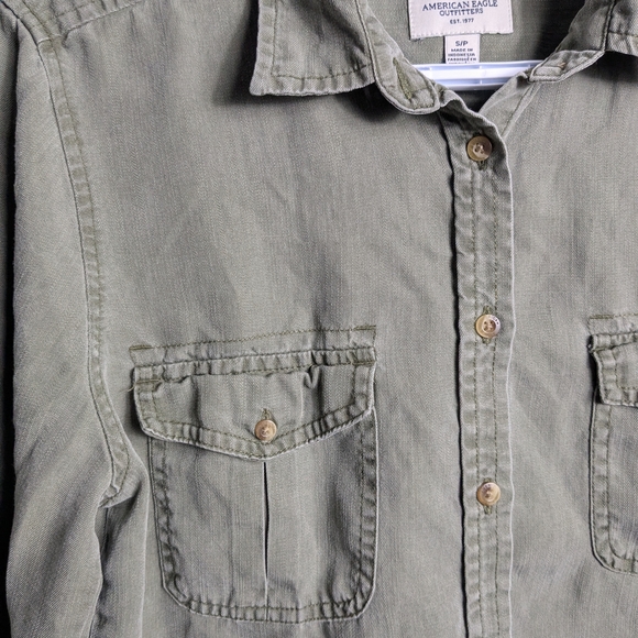 American Eagle Outfitters Olive Green Men's Shirt - Picture 3 of 9